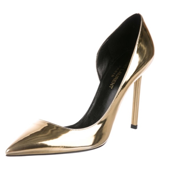 Saint Laurent Shoes - Metallic Gold Ania d’Orsay Pumps